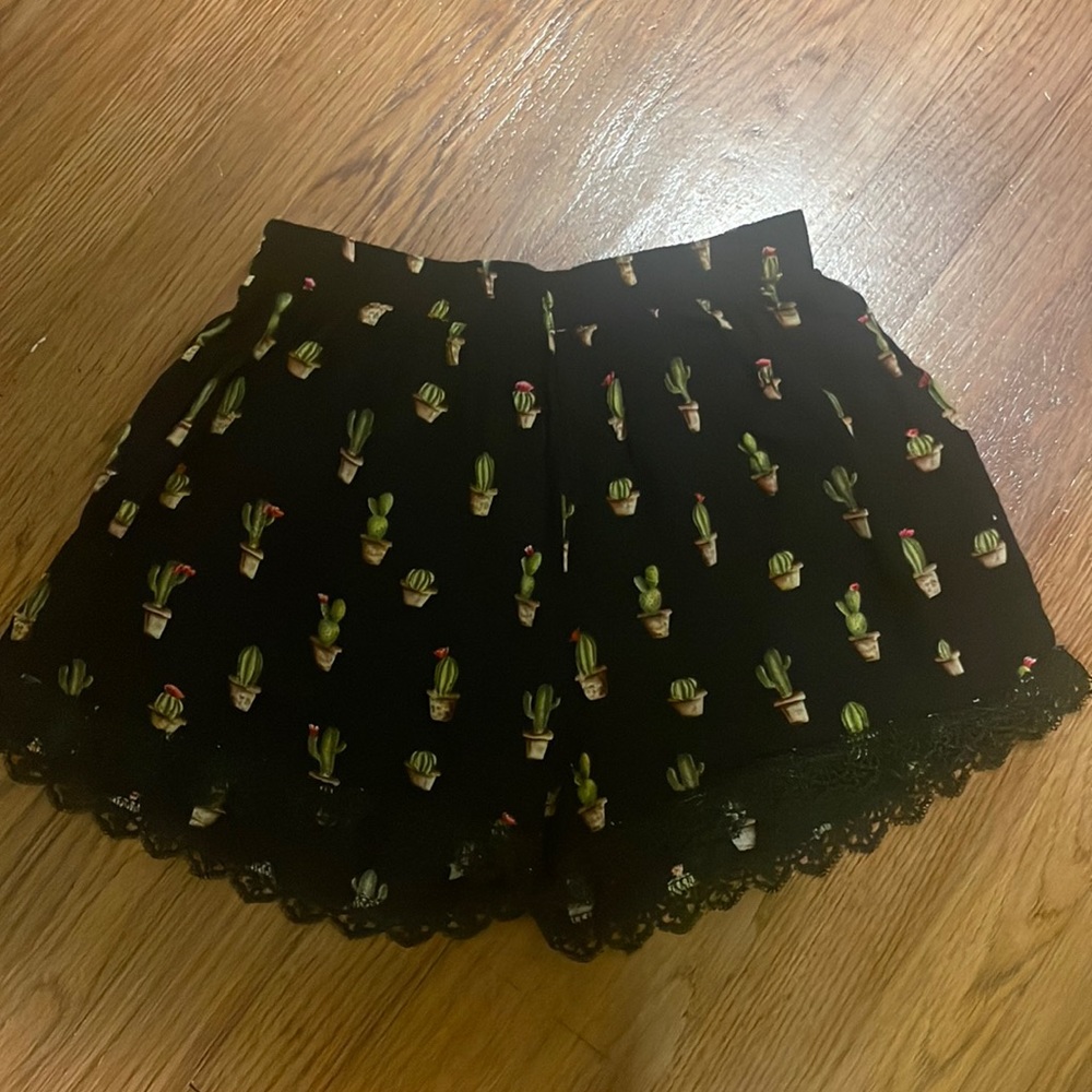 Black Cactus Flowy Shorts
